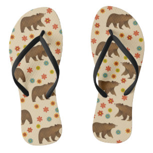 Bear Floral Pattern Thongs