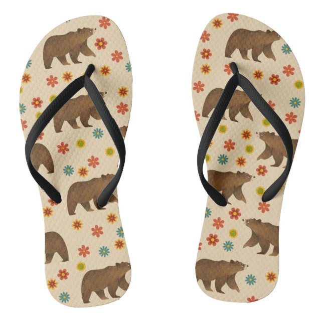 Bear Floral Pattern Thongs (Footbed)