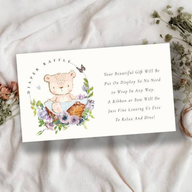 Bear Flower Basket Blue Display Shower Baby Shower Enclosure Card (Creator Uploaded)