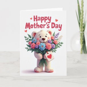 Bear Flowers Mothers Day Card