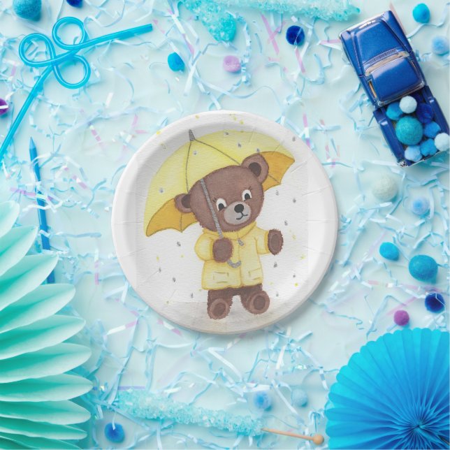 Bear-foot in the Rain Paper Plate (Party)