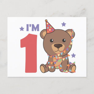 Bear For The First Birthday For Children 1 Year Po Postcard