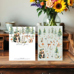 Bear Forest Cute Animals Deer Squirrel Baby Shower Thank You Card