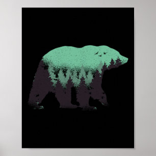 Bear Forest Nature Grizzly Hiking Outdoor Hunting  Poster