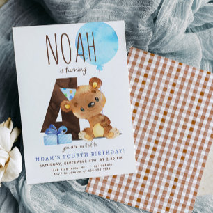 Bear Fourth Birthday Invitation