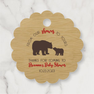 Bear From Our Shower to Yours Baby Shower Favour Tags