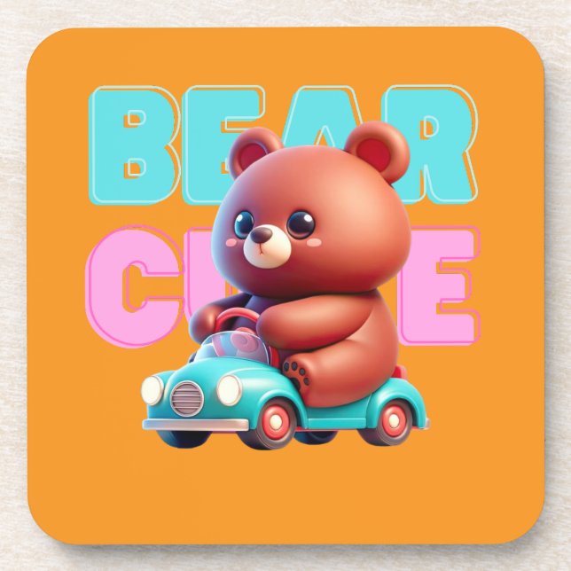 Bear Fun Plastic Coaster (Front)