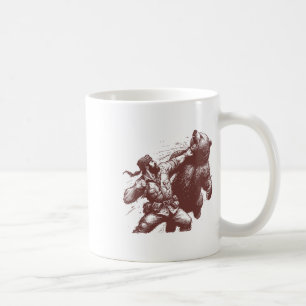 Bear Funny Man Punching Bear Retro Vintage Hunting Coffee Mug
