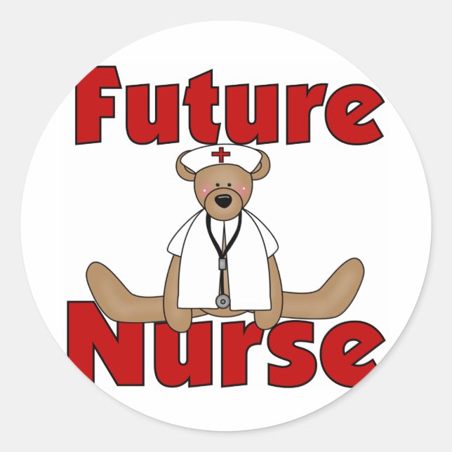 Bear Future Nurse T-shirts and Gifts Classic Round Sticker (Front)
