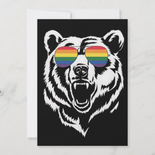 Bear Gay LGBTQ Rainbow Sunglasses Pride Flag Invitation