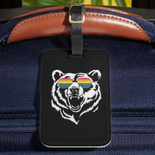 Bear Gay LGBTQ Rainbow Sunglasses Pride Flag Luggage Tag