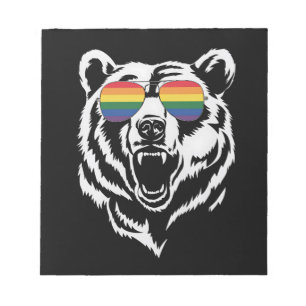 Bear Gay LGBTQ Rainbow Sunglasses Pride Flag Notepad