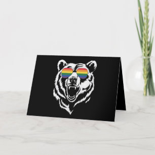 Bear Gay LGBTQ Rainbow Sunglasses Pride Flag Thank You Card