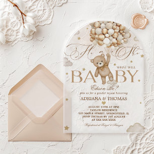 Bear Gender Reveal  Acrylic Invitations