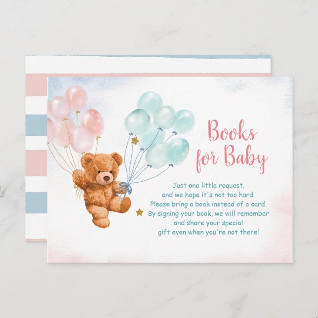 Bear Gender Reveal Animals Books for baby Invitati Invitation Postcard (Front/Back)