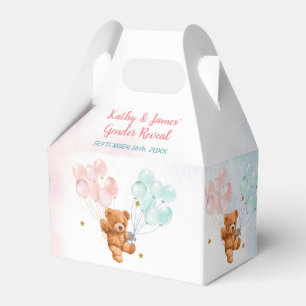 Bear Gender Reveal Pink and Blue Balloon Favour Box