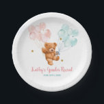Bear Gender Reveal Pink and Blue Balloon Paper Plate<br><div class="desc">Bear Gender Reveal Pink and Blue Balloon Paper Plates</div>