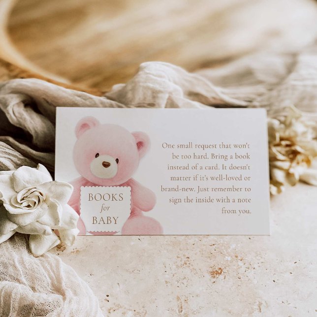 Bear Girl Baby Shower Books for Baby Enclosure Card (Creator Uploaded)