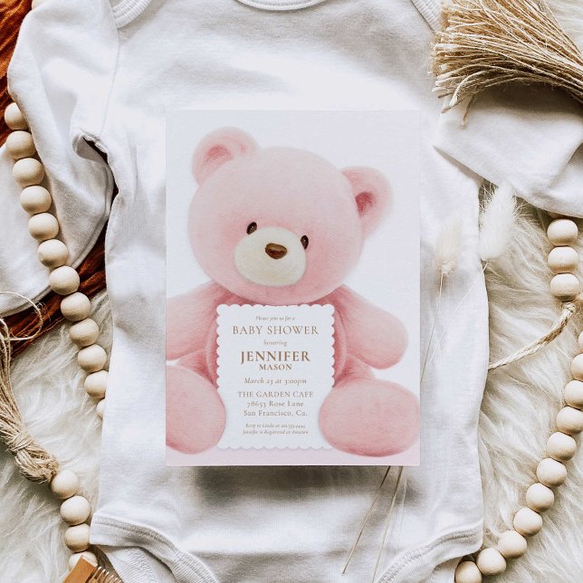 Bear Girl Baby Shower Invitation (Creator Uploaded)