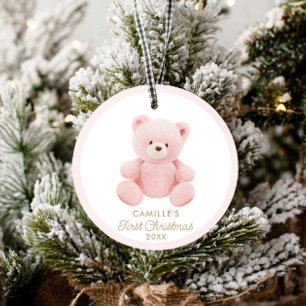 Bear Girl First Christmas Photo Ornament