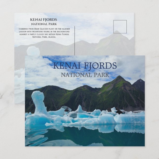 Bear Glacier Icebergs, Kenai Fjords National Park  Postcard (Front/Back)