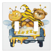 Bear, Gnome, Bee Double Light Switch Cover