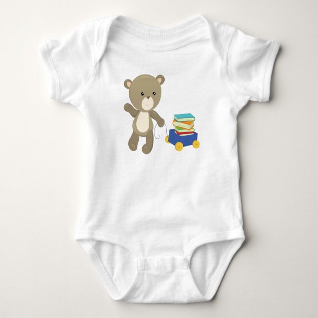 Bear Going To School, Brown Bear, Cute Bear, Books Baby Bodysuit (Front)