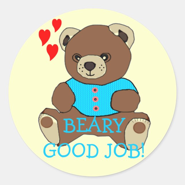 Bear-Good Job Teacher's Homework Classic Round Sticker (Front)