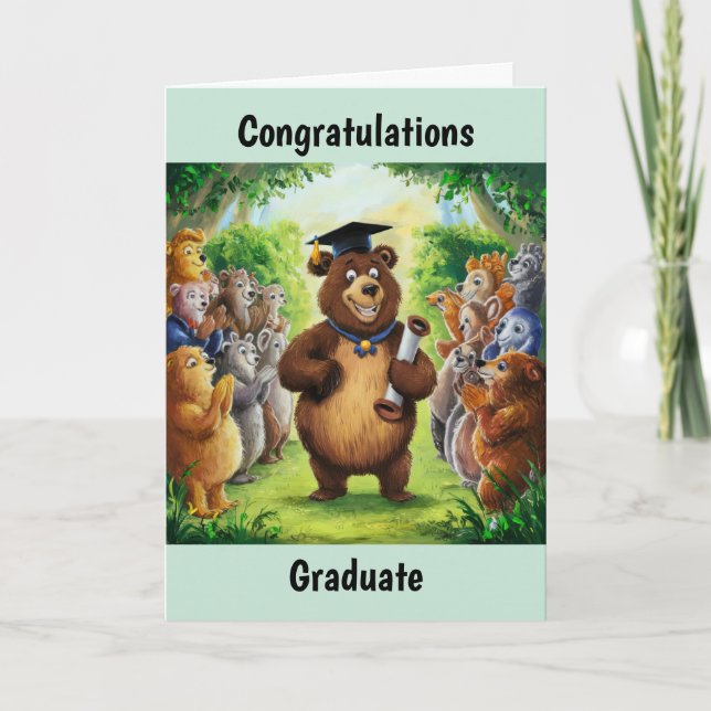 Bear Graduation Personalised Card (Front)