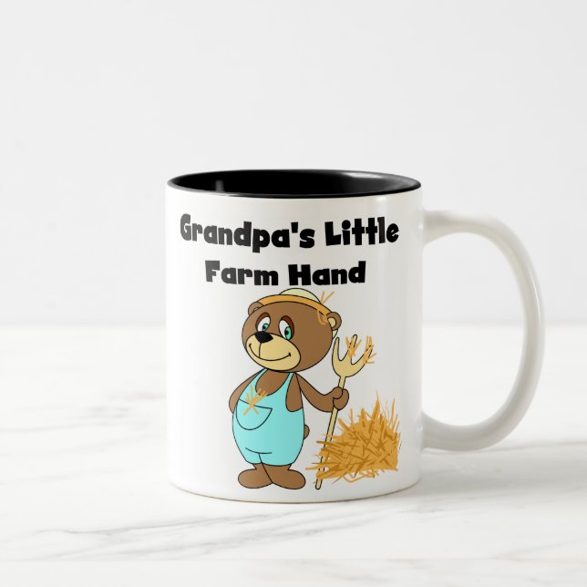 Bear Grandpas Farm Hand  Two-Tone Coffee Mug (Right)