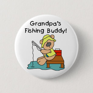Bear Grandpas Fishing Buddy 6 Cm Round Badge
