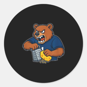 Bear Grating Cheese Funny  Classic Round Sticker