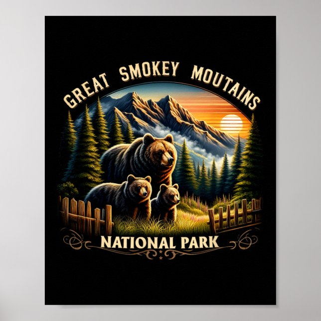 Bear Great Smokey Mountains National Park Black Be Poster (Front)