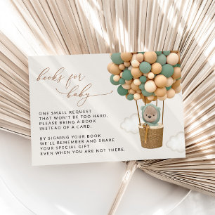 Bear, Green Balloons, Baby Shower Books For Baby Enclosure Card