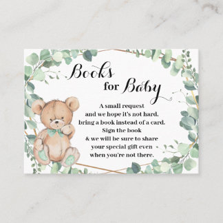 Bear Greenery Bring a book Baby Shower Card
