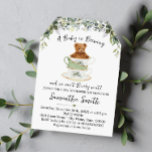 Bear Greenery Tea Baby Shower Invitation<br><div class="desc">Change wording to the design. For additional changes ( (font colour,  font style),  click on personalise,  scroll down and click on the link "Edit using Design Tool". ** Check the collection for all matching designs **</div>