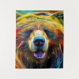 Bear Grizzly Animal Discovery Adventure Nature Pla Tapestry