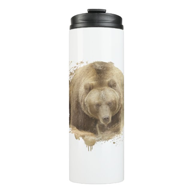 Bear Grizzly Animal Life Wild Forest Nature Thermal Tumbler (Front)