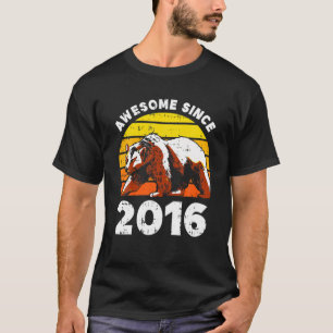Bear Grizzly Awesome Since 2016 6Th Birthday 6 Yea T-Shirt