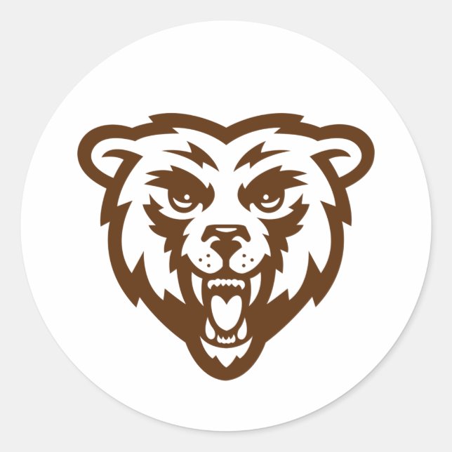 Bear Grizzly Brown Rustic Woodland Folk Animals  Classic Round Sticker (Front)