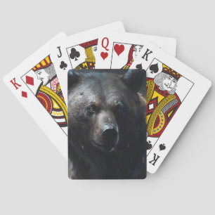 Bear Grizzly Portrait Animal Nature Wildlife Art Playing Cards