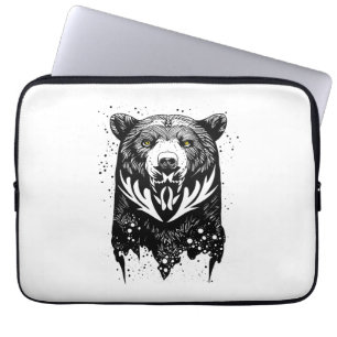 Bear Grizzly Wild Animal Nature Illustration Art Laptop Sleeve