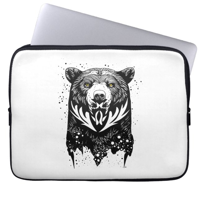 Bear Grizzly Wild Animal Nature Illustration Art  Laptop Sleeve (Front)