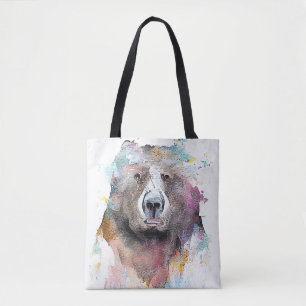 Bear Grizzly Wild Animal Nature Watercolor Art Tote Bag