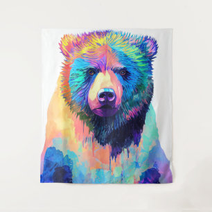 Bear Grizzly Wild Nature Animal Colors Art Paintin Tapestry