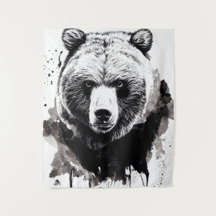 Bear Grizzly Wild Nature Free Spirit Art Painting Tapestry