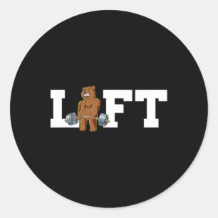 Bear Gym Weight Training Lift Deadlift Classic Round Sticker