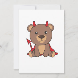 Bear Halloween Cute Devil Kids Witch Costume Holiday Card