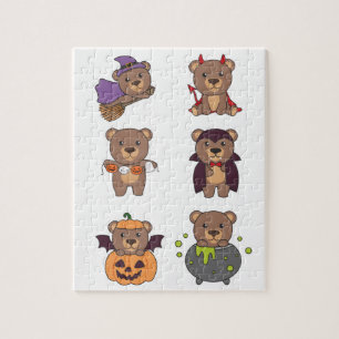 Bear Halloween Witch Devil Pumpkin Vampire Costume Jigsaw Puzzle