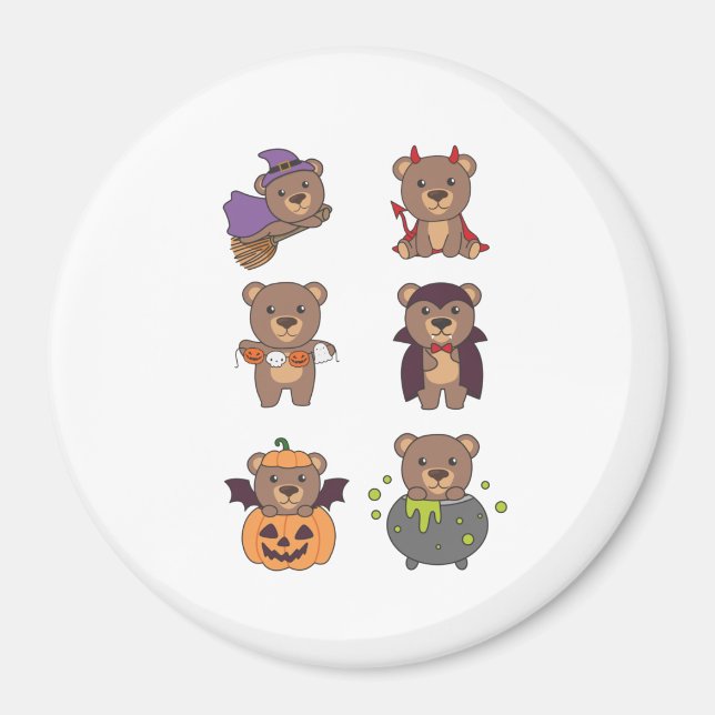 Bear Halloween Witch Devil Pumpkin Vampire Costume Magnet (Front)